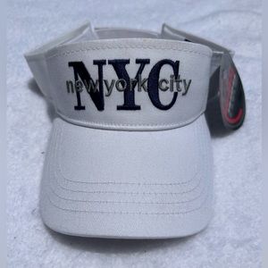 White Sun Visor Tennis Visor Hat With New York Logo